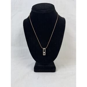 B. Tiff Necklace with Rectangular Pendant and Rose Gold 18” Chain